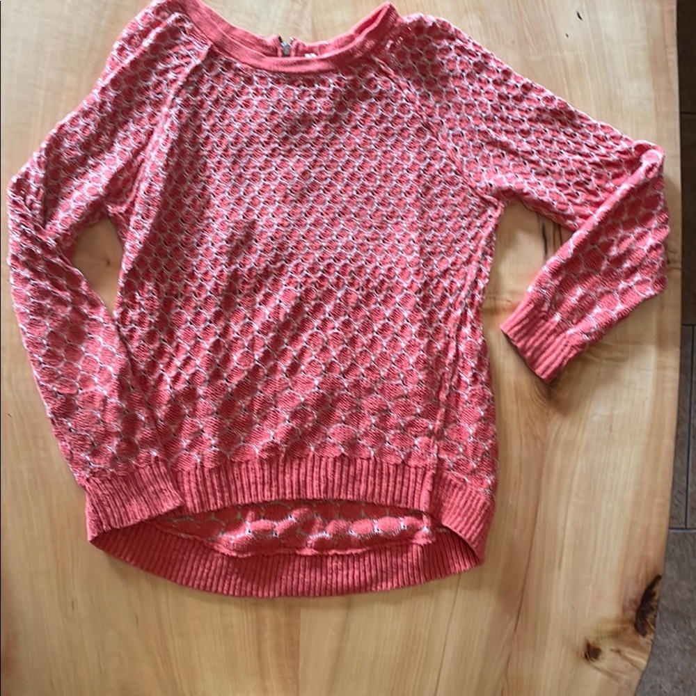 Moth Orange Textured Women's Sweater with zipper detail